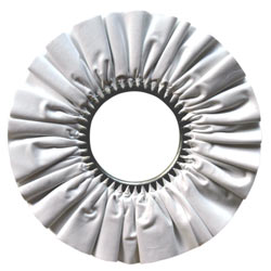 cotton bias buff, buffing wheel, polishing wheel, metal finishing, polishing compounds, buffing compounds, metal polishing, buffing wheels made in the USA